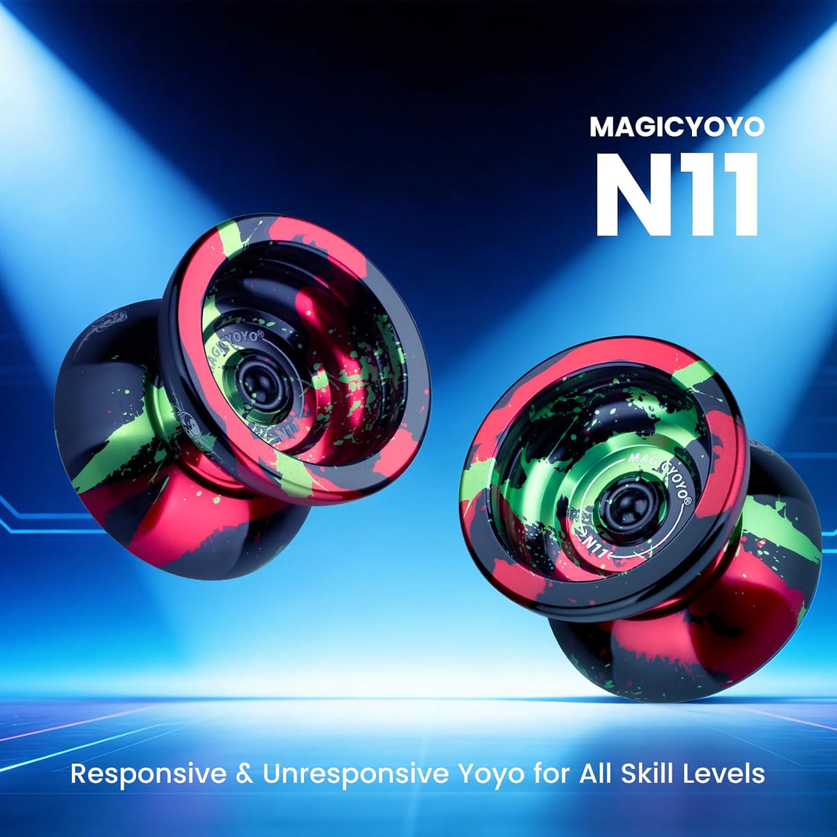 MAGICYOYO N11 Metal Yoyo Professional Responsive & Unresponsive Trick - N11 Black Green Red - image 2