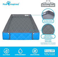 Paw Inspired Critter Box Washable Cage Liner, Reversible Fleece Bedding with Raised Sides for Guinea Pigs and Other Small Animals (Midwest, Gray/Blue)
