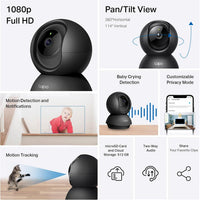 Tapo 1080p Pan/Tilt Security Camera for Baby Monitor, Pet Camera - Black / Indoor Only - image 2
