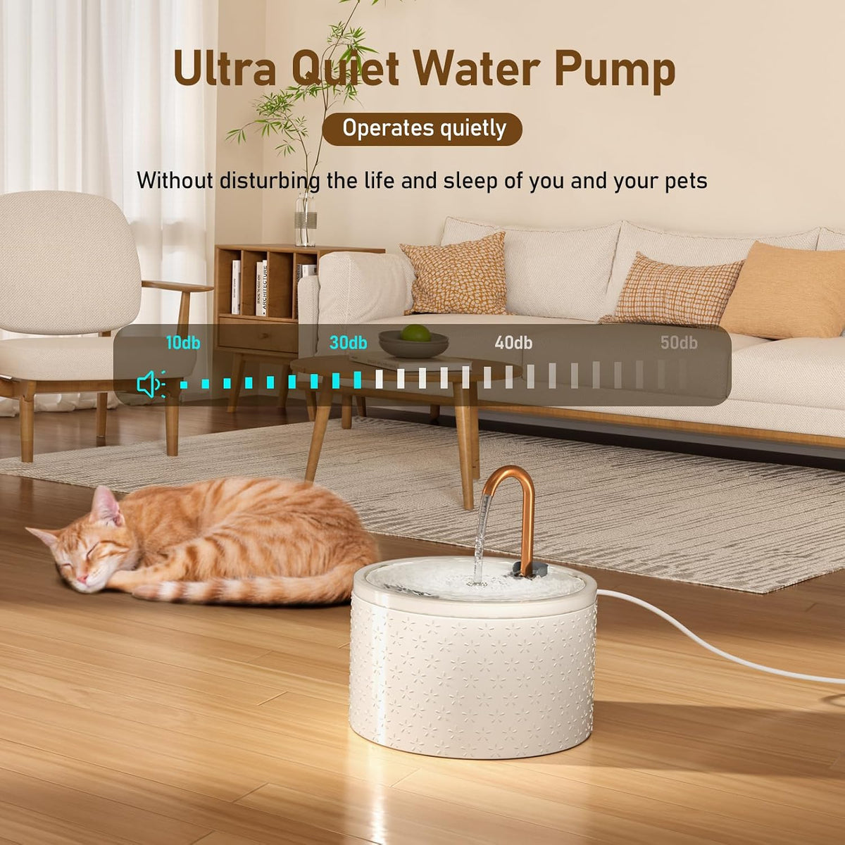 DOOOB Ceramic Cat Water Fountain - Firework Embossed Ceramic Cat Fountain - image 3
