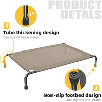 Simple Trending Raised Bed for Large Dog, Waterproof L Pet Cot, Breathable Big Bed Load 300lb, Brown