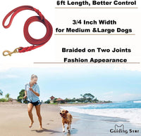 Guiding Star Leather Dog Leash 6ft x 3/4 inch Heavy Duty Training - Red / 6ft x 3/4 inch - image 2