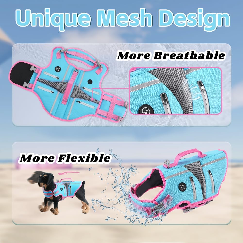 EMUST Dog Life Vest for Swimming - Large / New Blue - image 2