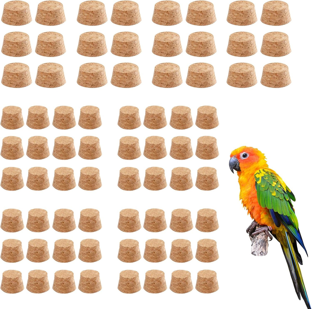 2 Pcs Wooden Bird Chew Toys, 7.9" Hanging Parrot Toys - Corks for Bird Toys