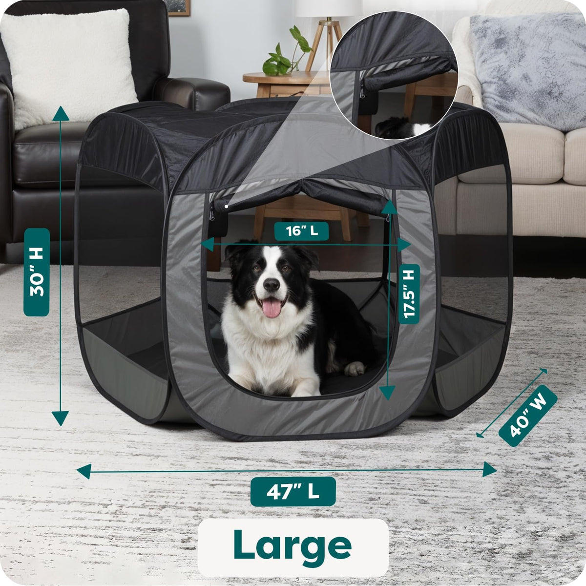 FurHaven Soft-Sided Dog & Cat Playpen - Gray / Large - image 3