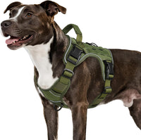 Tactical Dog Harness for Large Dogs - Green / Medium: 30-50 lbs (Chest:24-28",Neck:17-19")