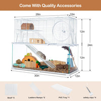 3 Tiers Large Hamster Cages Glass - 30"L x 12"W x 24"H - image 4
