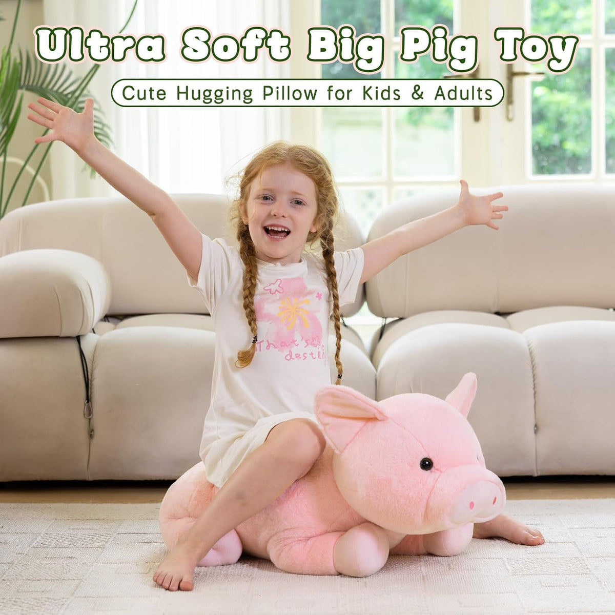 BENINY 31 Inch Giant Bunny Stuffed Animal - Pig 30in - image 3