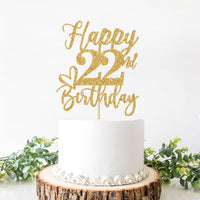 Happy 83rd Birthday Cake Topper - happy 22nd birthday / Gold Glitter - image 3