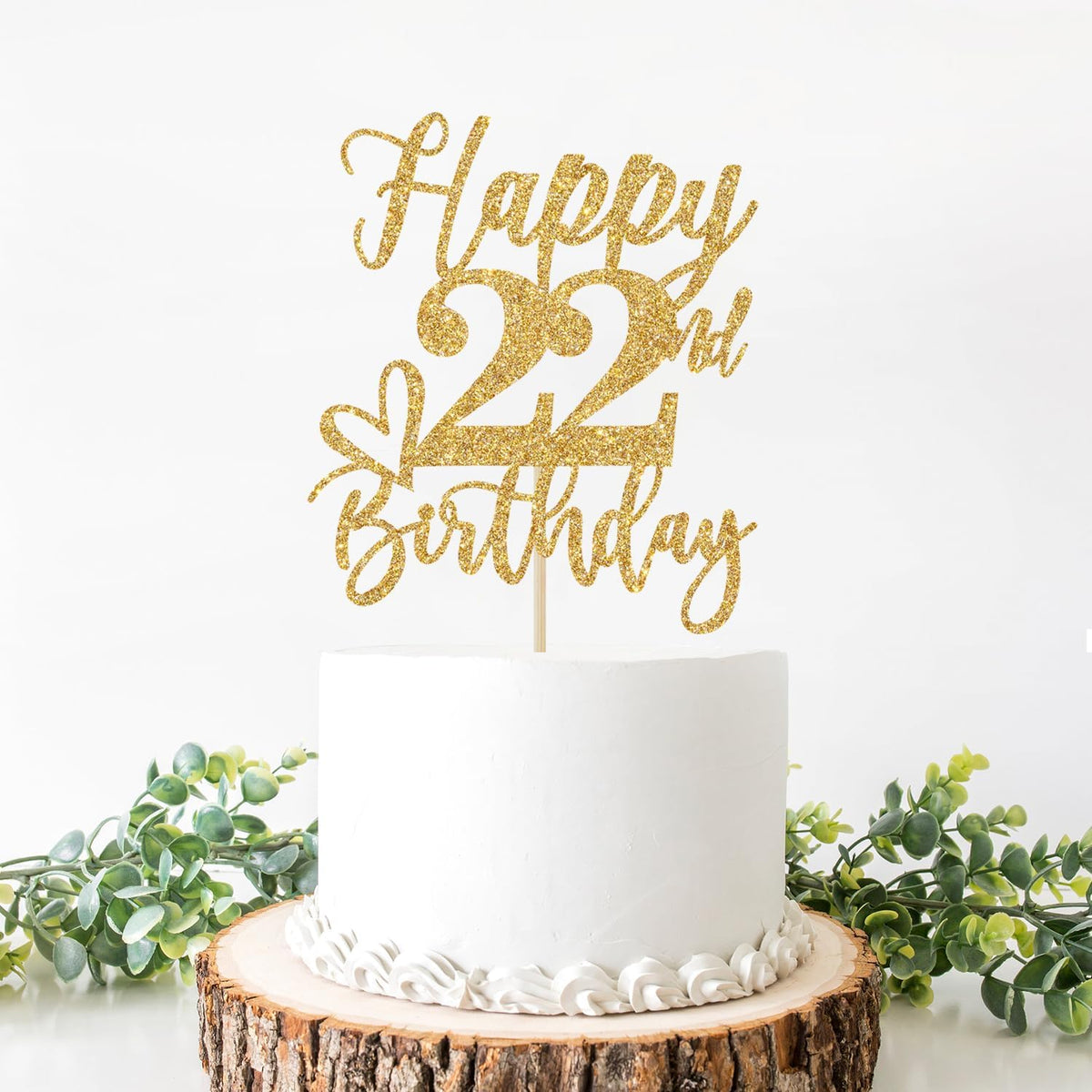 Happy 83rd Birthday Cake Topper - happy 22nd birthday / Gold Glitter - image 3