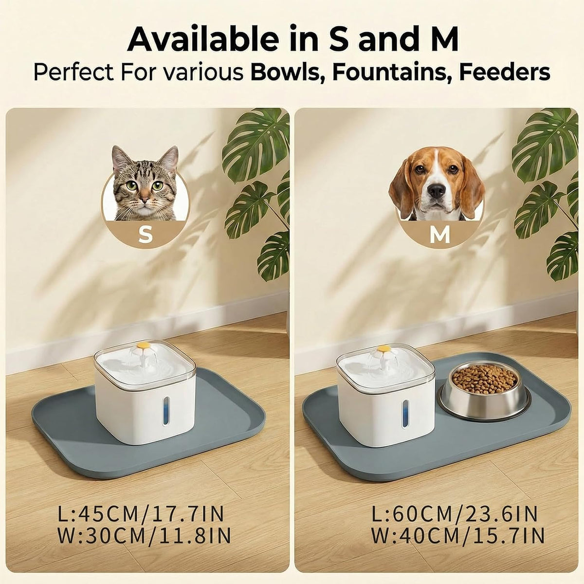 Non-Slip Silicone Dog Food Mat for Food and Water - 45 x 30 cm / Grey - image 3