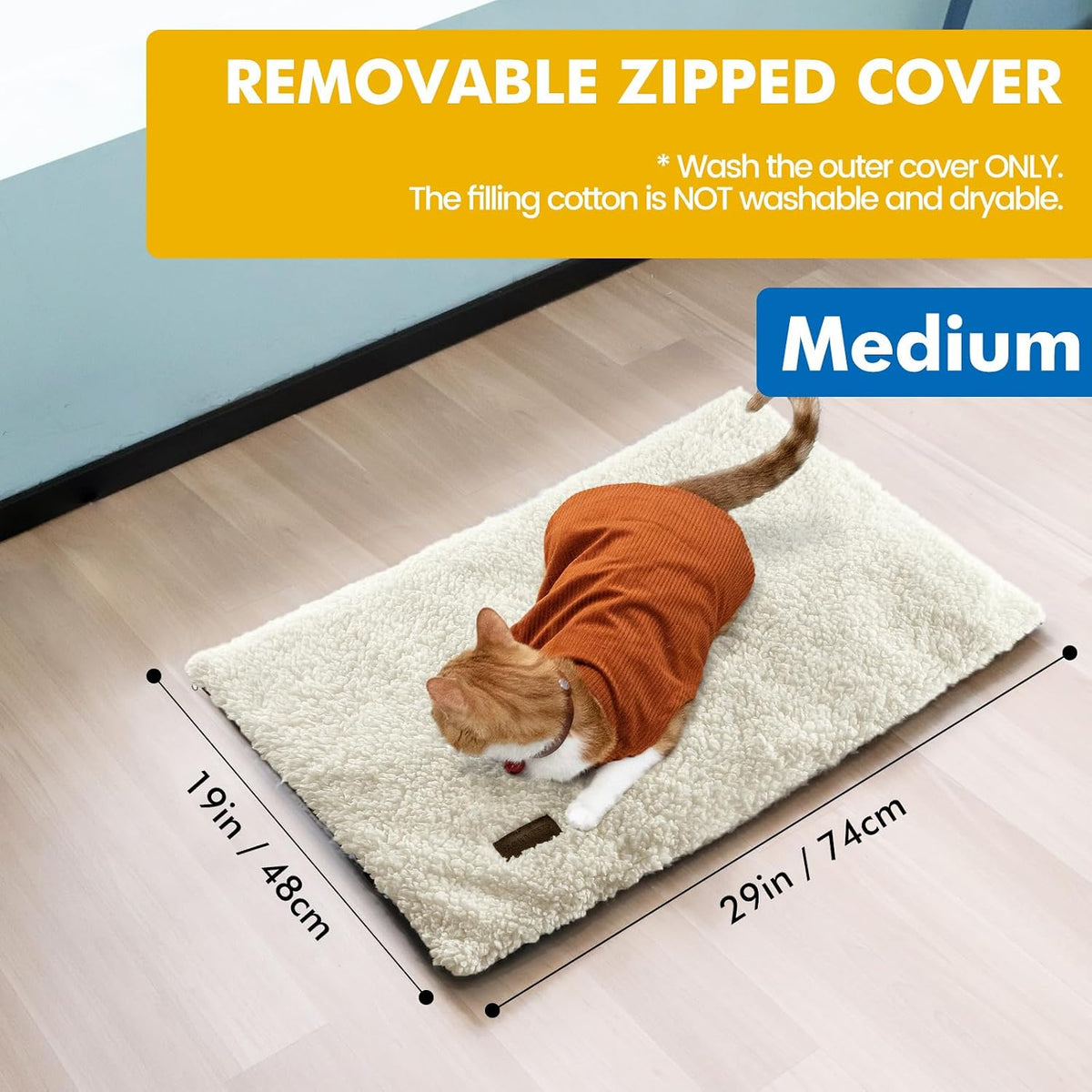 Mora Pets Self Warming Cat Bed Self Heating Cat Dog Mat Pet Pad - 29.1"L x 18.9"W x 1.0"Th / Beige - image 4