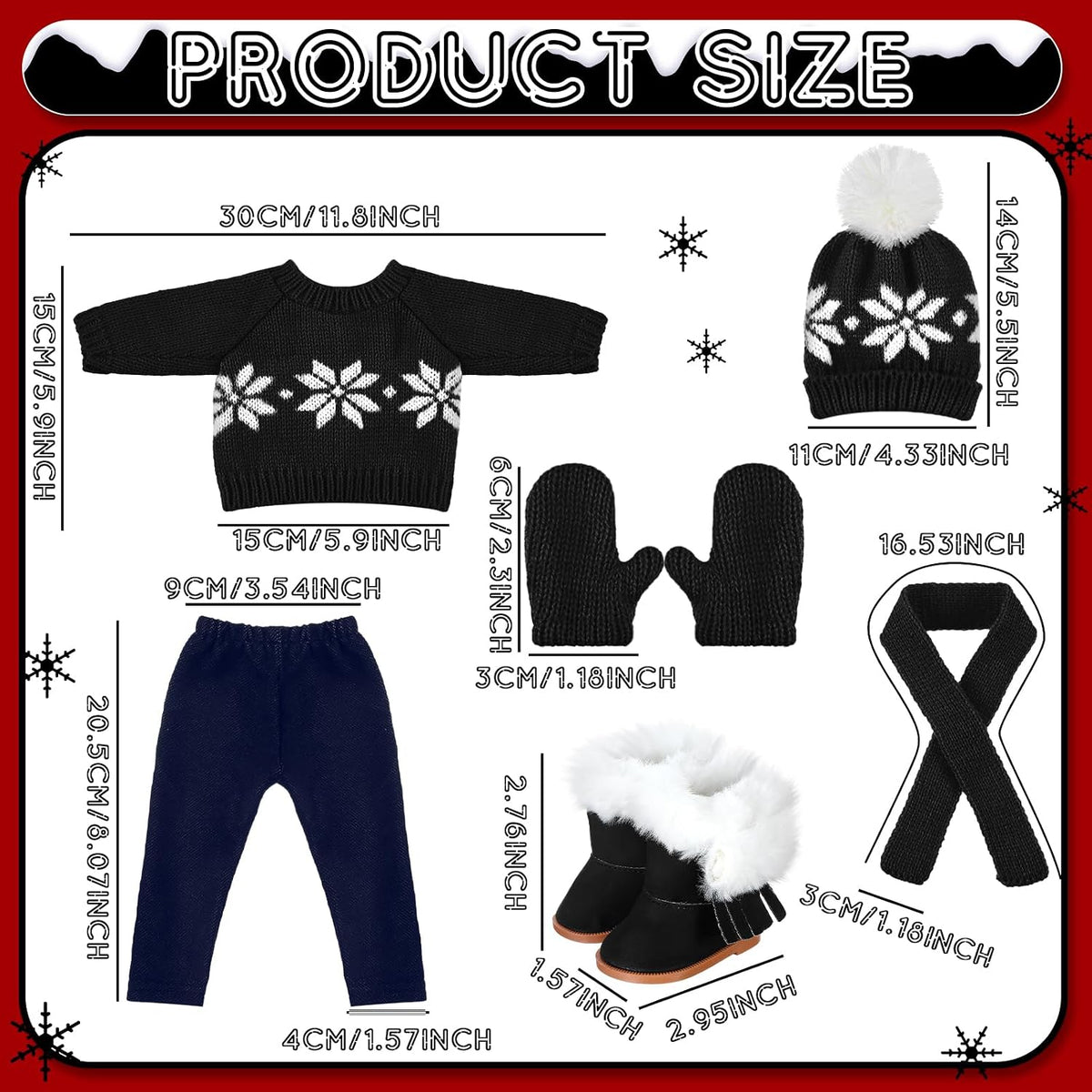 Bencailor Christmas doll clothes for 18 inch dolls in red and white cowgirl style with hat and boots - view 28