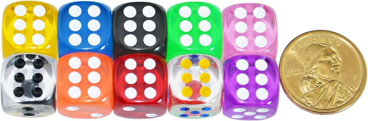 SmartDealsPro 10-Pack D6 Six Sided 16mm Transparent Dice Die for DND - Mix Color Translucent - image 2