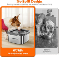 All Stainless Steel Dog Water Bowl No Spill - Grey / 4.5L - image 4