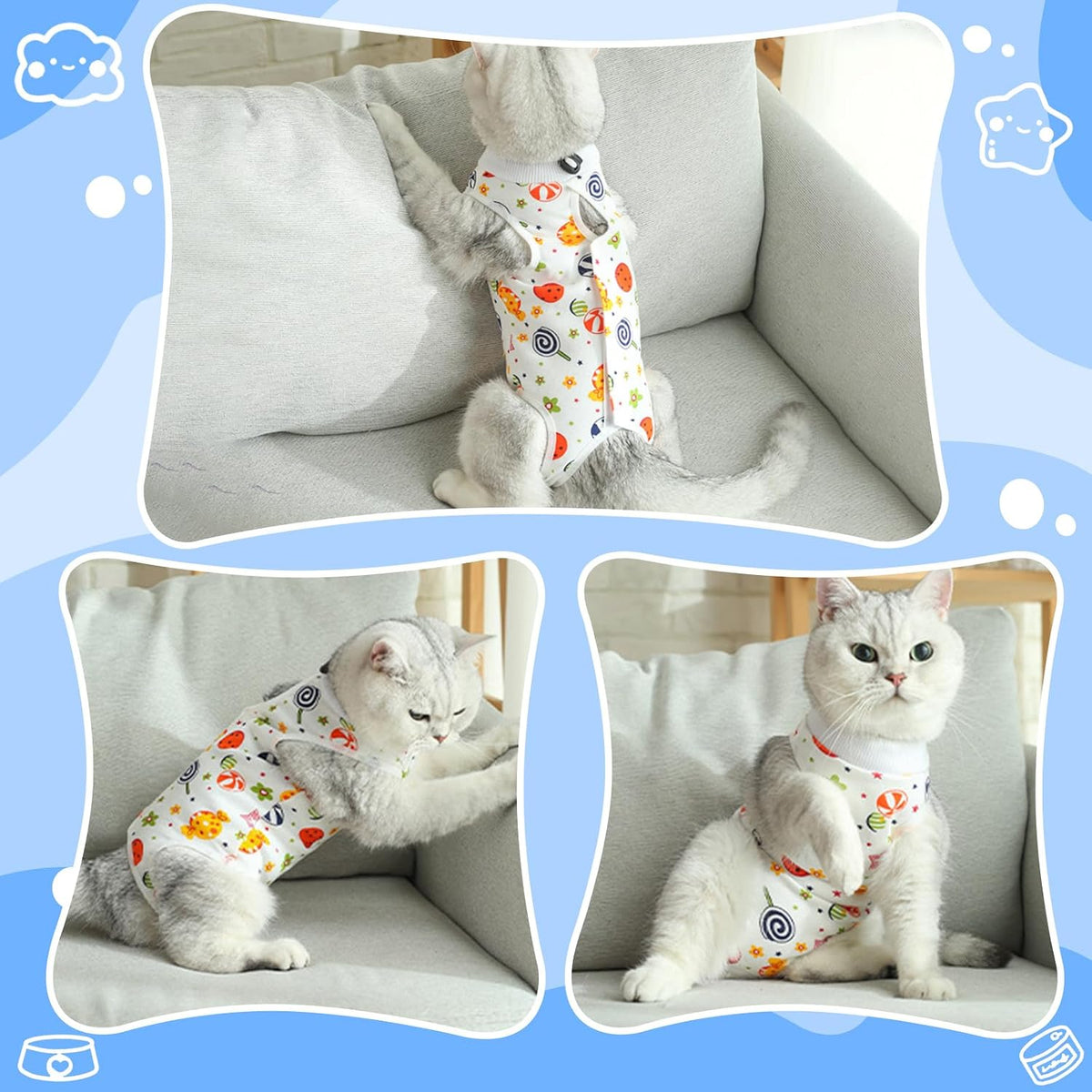 Coppthinktu Cat Recovery Suit Female Cat Onesie After Surgery Anti - Small / Candy - image 4