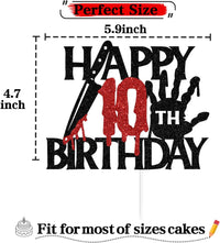 Black glitter Killer Happy 13th Birthday cake topper for a horror Halloween party - view 11