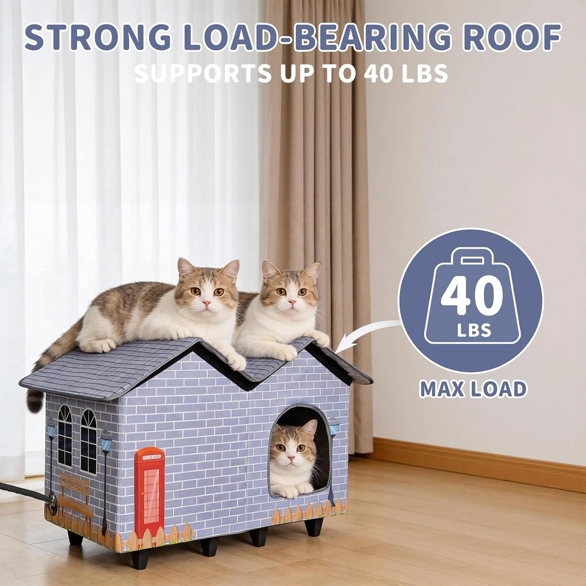NAMOTEK Elevated Heated Cat Houses for Indoor/Outdoor Cats - L(23" x 13" x 18") - image 3