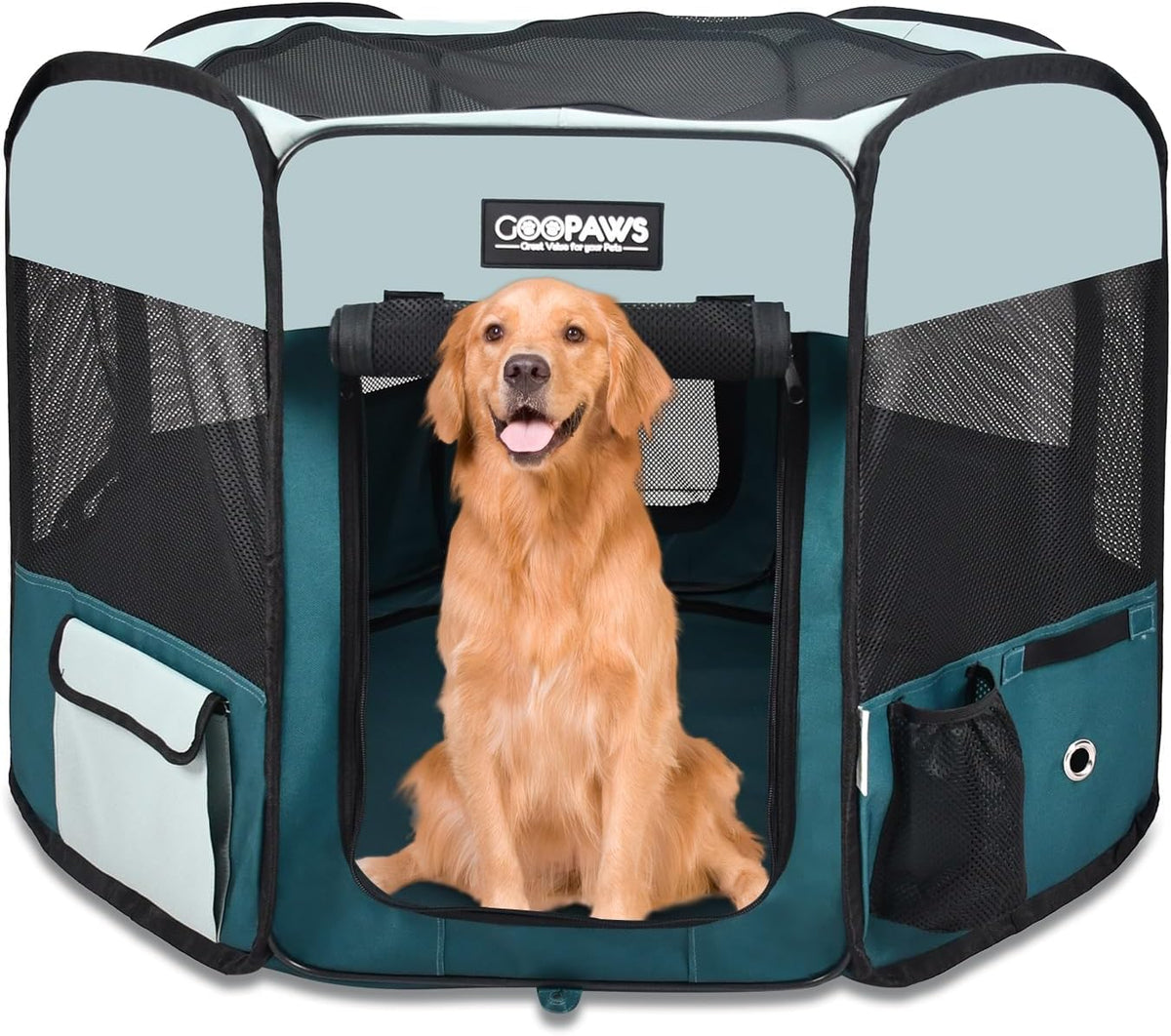 JESPET 61" Pet Dog Playpens - Teal Blue / 61x61x30 Inch (Pack of 1)