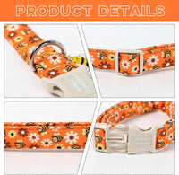Dog Collar With Metal Buckle, Red Rose Flower Gift for Small - Bee Daisy / XL - image 3