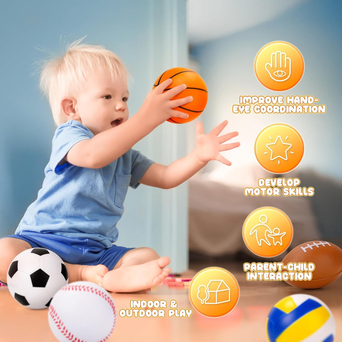 Soft Sports Balls for Kids - 6 Foam Balls 3.5" - image 4