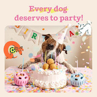 WOOF Party Pupsicle - Long-Lasting Interactive Dog Toys for Boredom - Low-Mess Design - Birthday Gifts for Dogs - Large Dog Toys - Party Pink