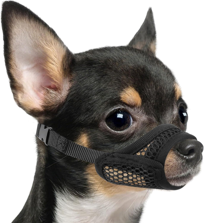 Mesh Muzzle for Short Snout and Small Medium Dogs Anti-Biting – Essentials for Dogs - Black / XXS [Snout Cir: 4-4.75"]