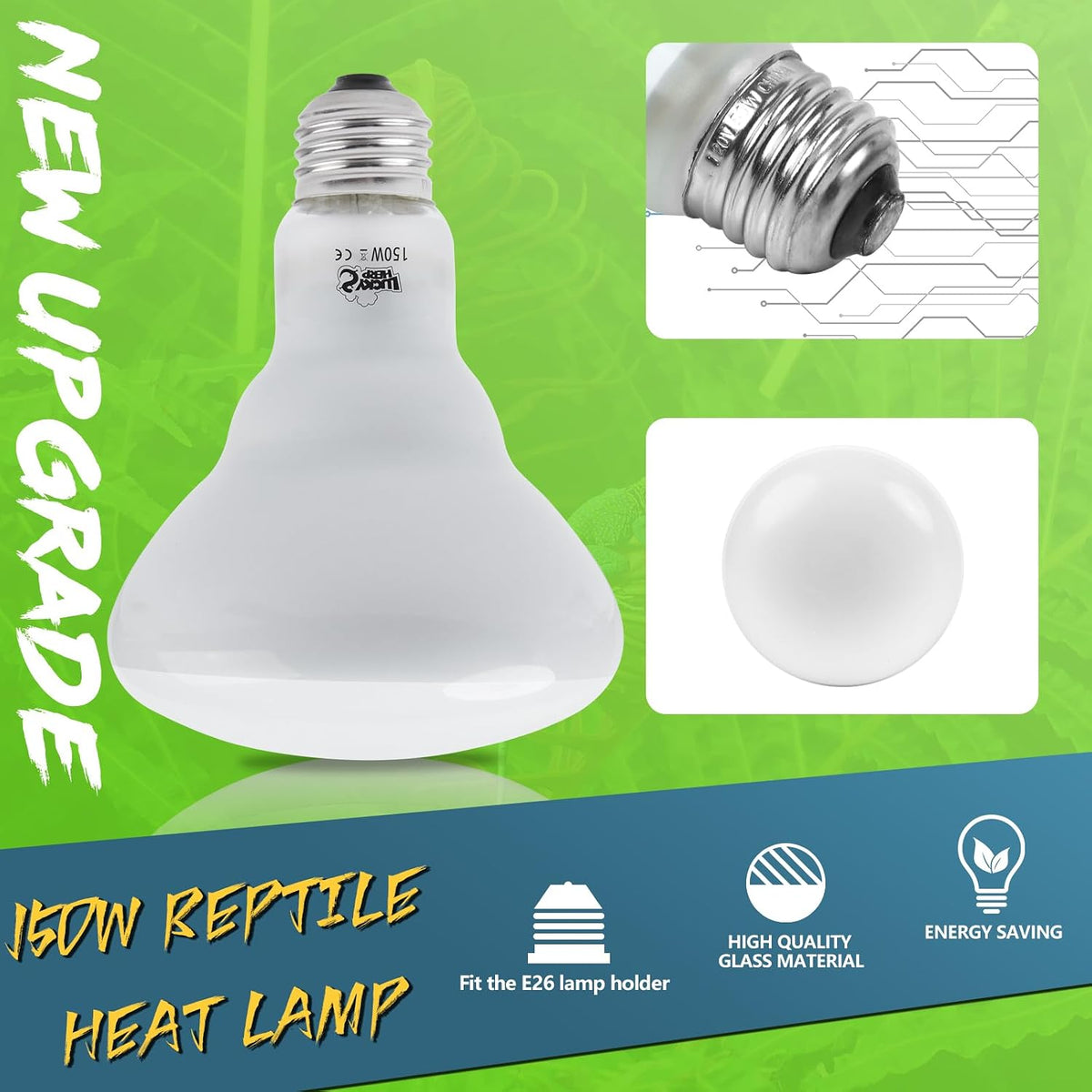 LUCKY HERP Heat Lamp Bulbs, 150W Reptile Heat Lamp 2 Pack - Reptile Heat Lamp / 150W 2-Pack - image 2