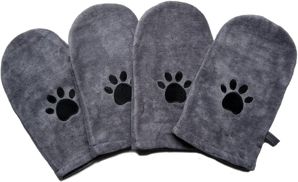 Penny & Niko Microfiber Pet Towel Mitts - Standard - 4 pack / Gray
