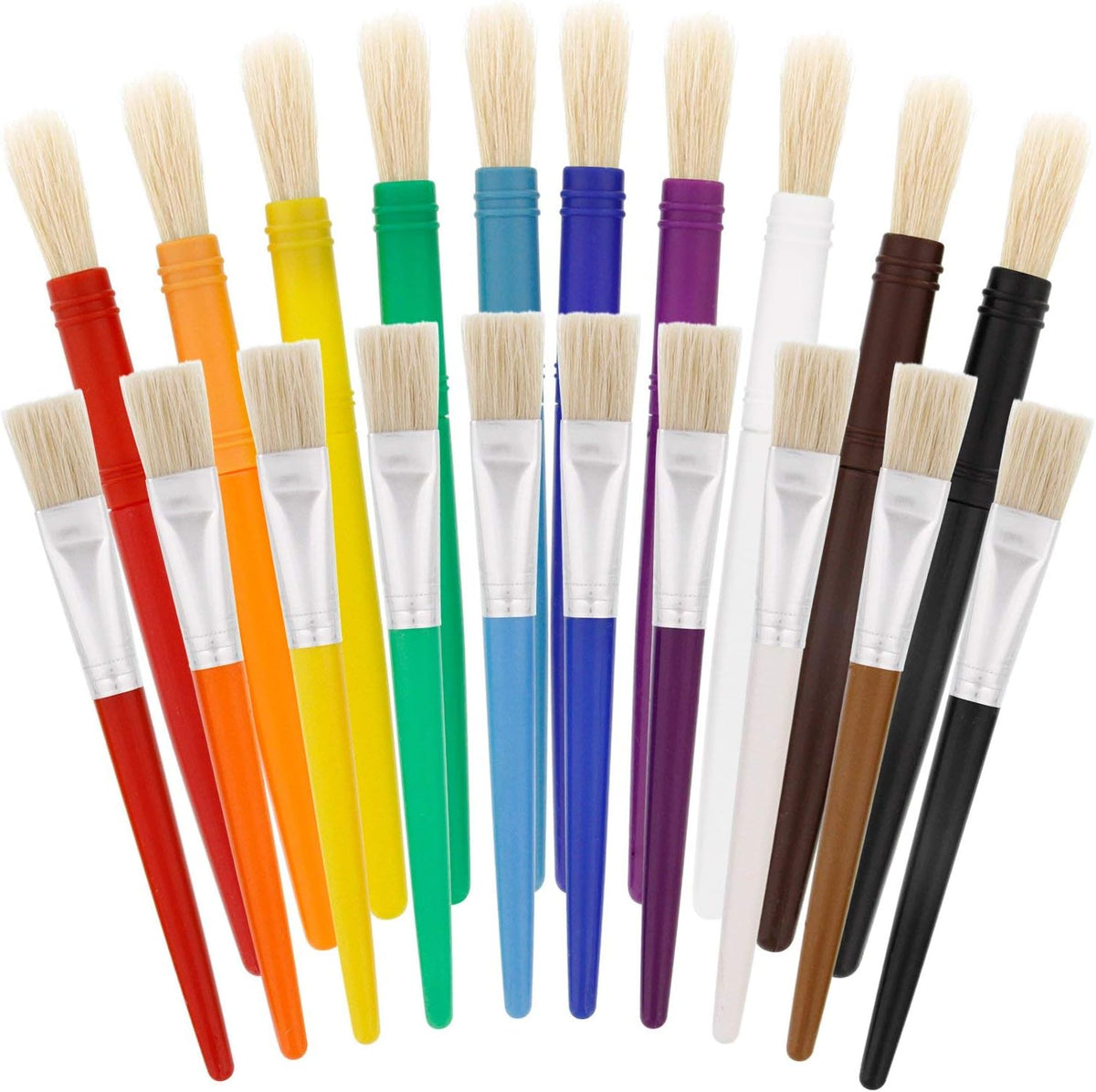 U.S. Art Supply 10-Piece Thick Paint Brush Set - Assorted Hog Bristle