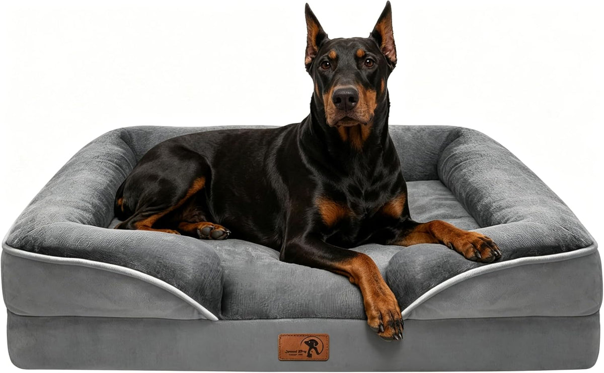 Spotted Play Orthopedic Dog Bed with Sides - Grey / 48.0"L x 35.0"W x 8.0"Th