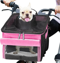 Pet Carrier Bicycle Basket Bag Pet Carrier/Booster Backpack for Dogs - Pink Carnation / 10.6"L x 11.4"W x 11.4"H