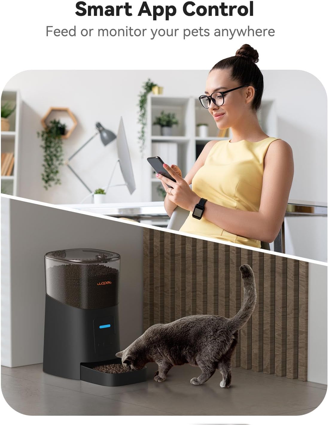 WOPET 6L Automatic Cat Feeder - Black - image 2