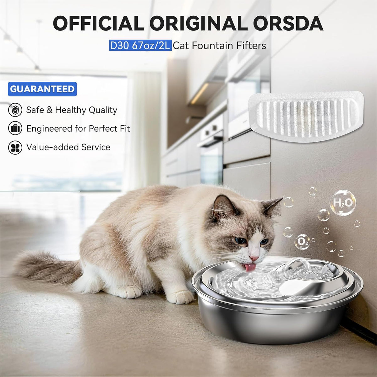 ORSDA Cat Water Fountain Filters, Replacement Carbon - Filters-6PCS - image 2