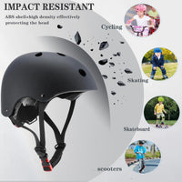 FOOKCIAN Kids Helmet,Toddler Skateboard Helmets for Ages 2-3-5-8-14 Years Boys Girls with Knee - black / Medium: 20.47"-22.83" / 8-14 year - image 3