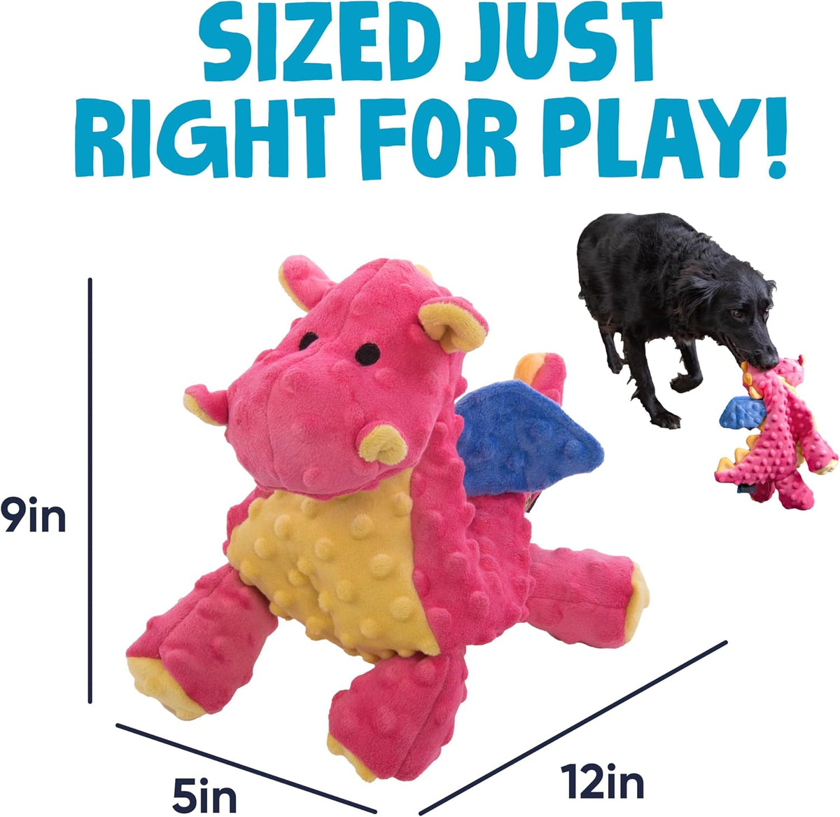goDog Bubble Plush Dragons Squeaky Dog Toy - Bubble Plush Dragons (Coral) / Large - image 3