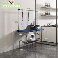 VFK 47'' Large Dog Grooming Table Stainless Steel Foldable Grooming Table for Dogs at Home Adjustable Height Arms Pet Station with Nooses, Mesh Tray, Tool Organizer