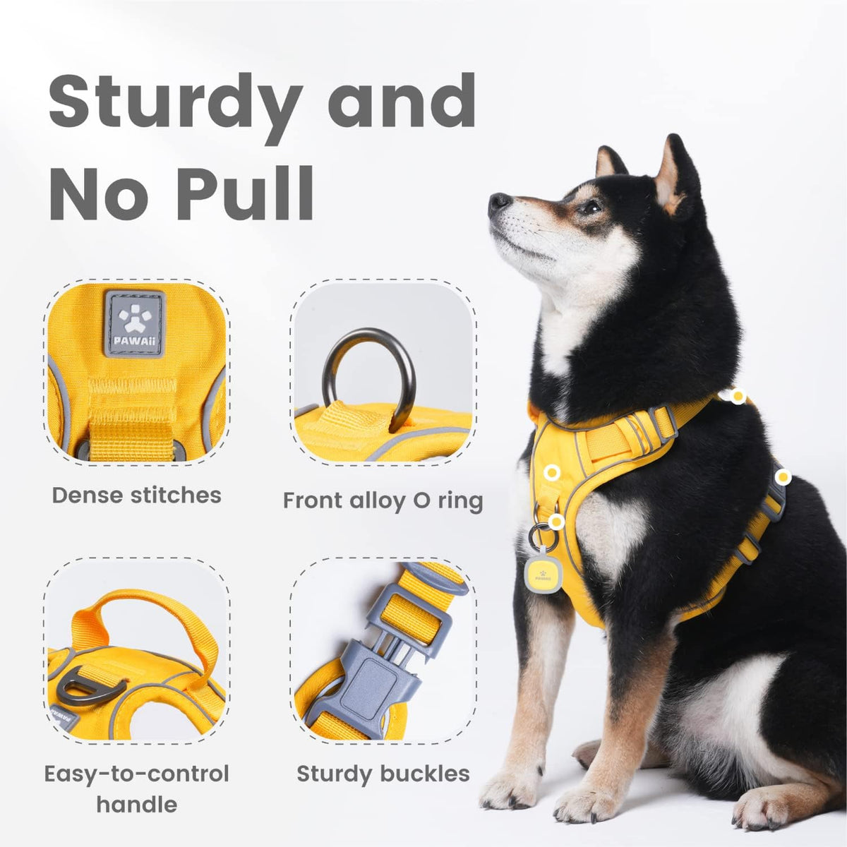 Pawaii No Pull Dog Harness with Pet ID Tag, Reflective Vest – Essentials for Dogs - XS(Bigger than Normal(Chest: 12"-17")) / Pineapple Yellow - image 2