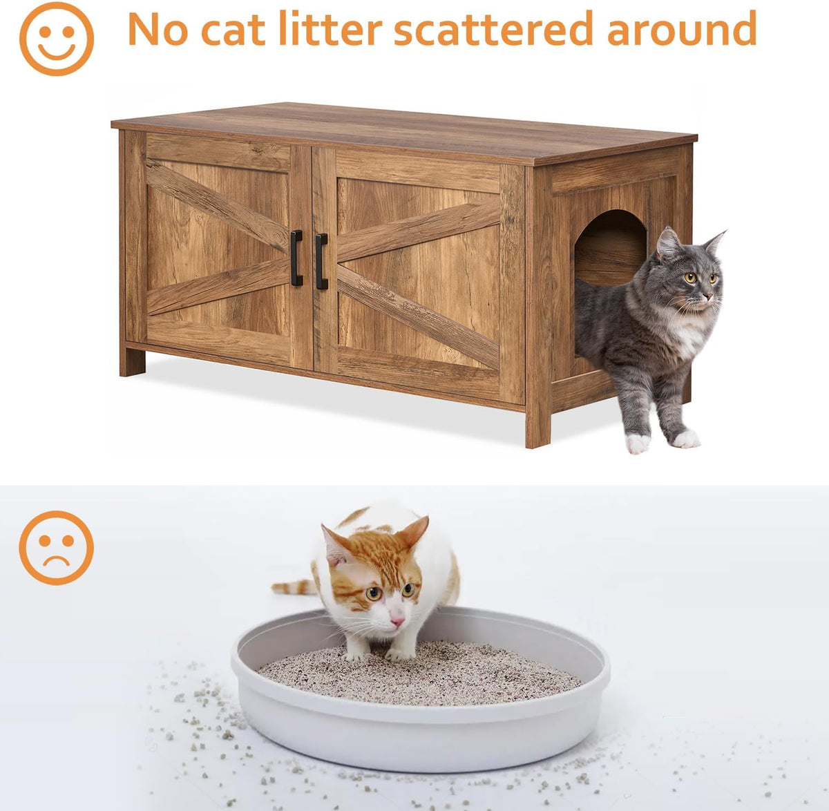 31.5" L Cat Litter Box Enclosure with Barn Door - 39.4"L / Rustic Walnut - image 3