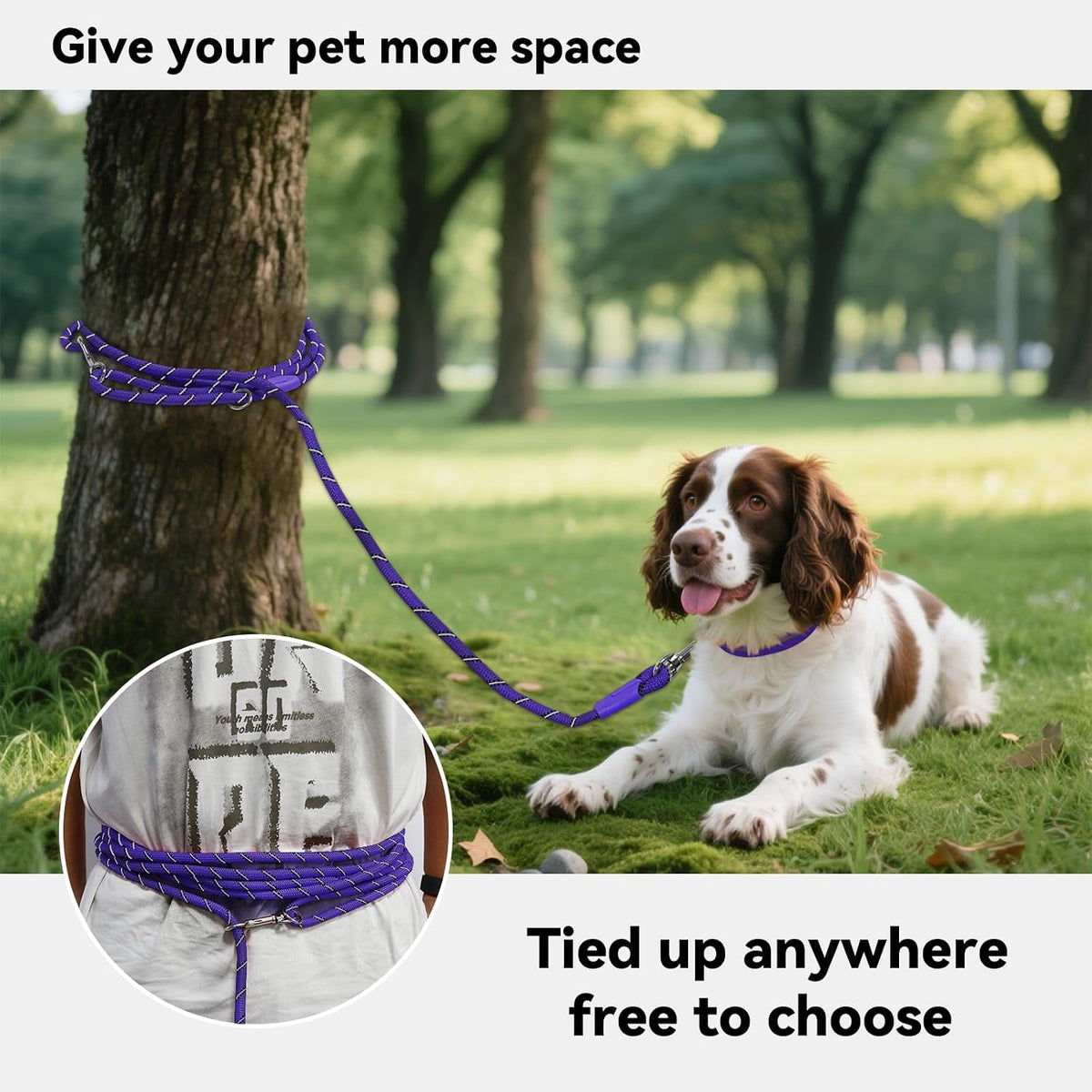 Long Dog Training Leash，Heavy Duty Reflective Rope Lead for Small - Purple / 30FT - image 2