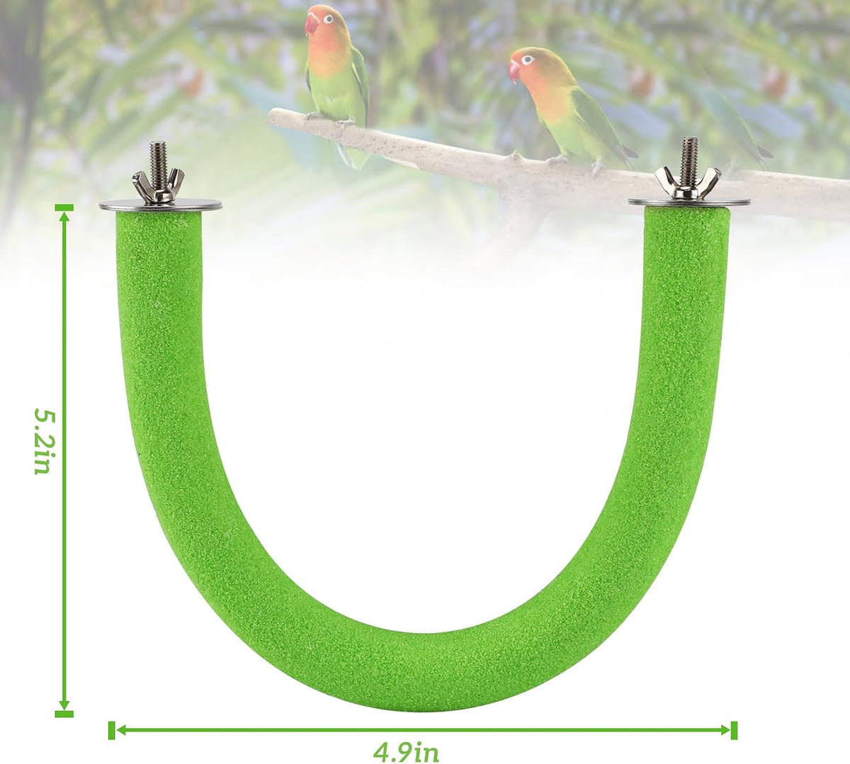 U-Shaped Large Parrot Perch, Quartz Bird Perch for Cage – Essentials for Birds - Small / Green - image 2