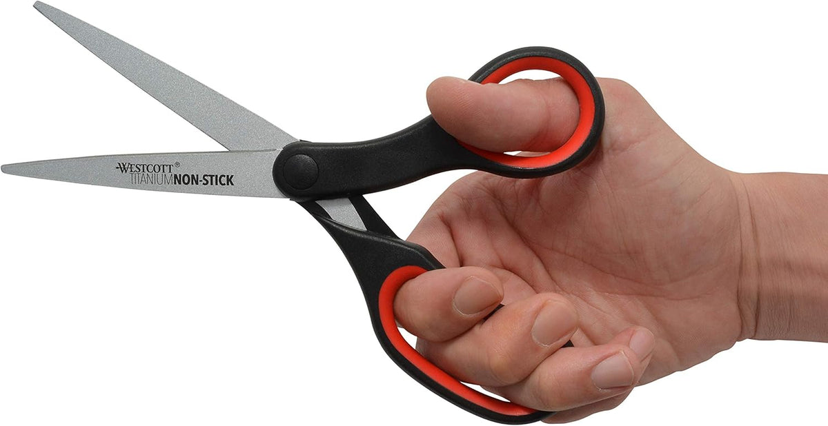 Westcott 8 inch titanium non-stick scissors with black and red handles, 2 pack - view 4