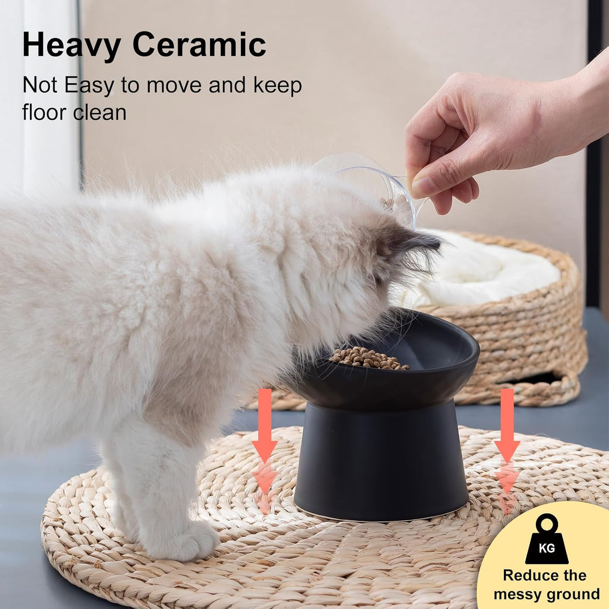 YauYik Small Raised Cat Bowls - BLACK-1 PC - image 3