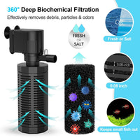 320GPH 4-In-1 Aquarium Filter 20-50 Gallons Quiet Fish Tank Filters – Essentials for Fish - 13W Filter - image 2