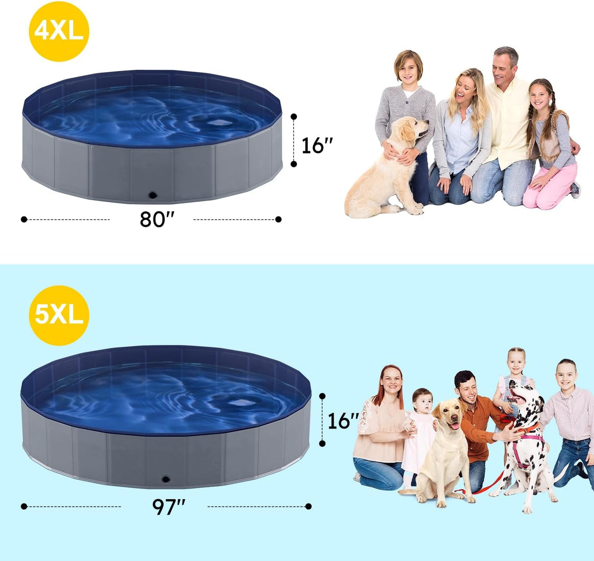 Niubya Foldable Dog Pool, Collapsible Plastic Dog Swimming Pool - 4XL - 80'' x 16'' - image 2