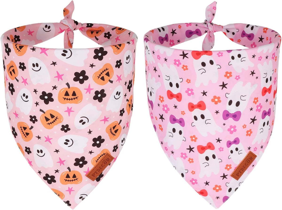 PTDECOR Halloween Dog Bandana, Ghost Pumpkin Dog Scarf - Small / Halloween-4