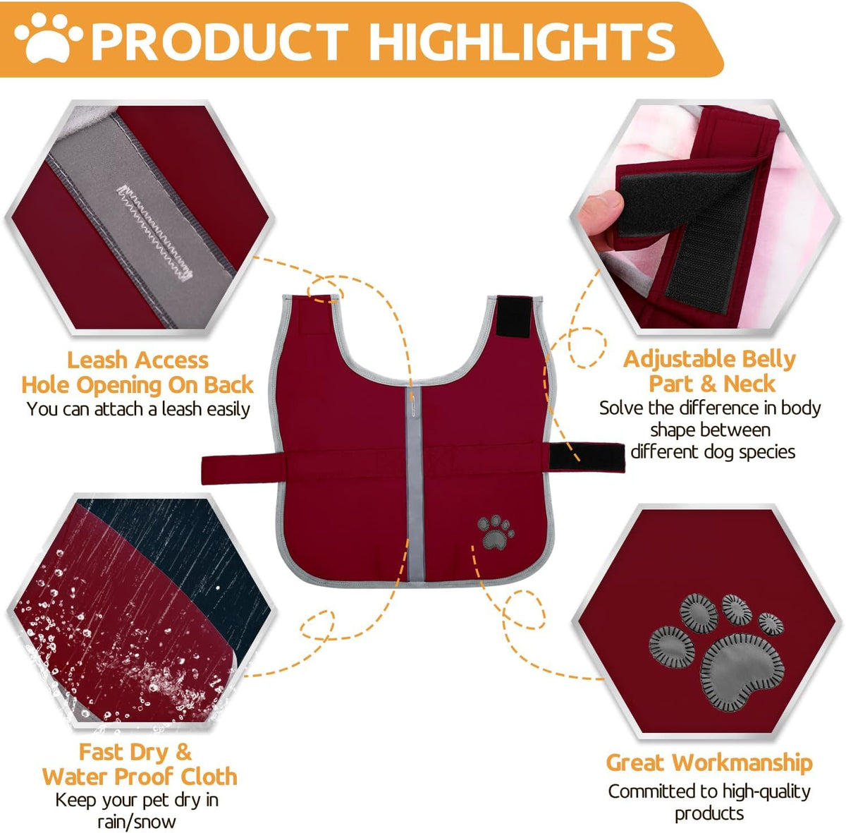 Queenmore Cold Weather Dog Coats Loft Reversible Winter Fleece Dog - XX-Large / Burgundy - image 2