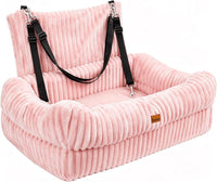 Pawaboo Dog Car Seat Bed, Memory Foam Booster for Medium/Large Dogs, Beige – Essentials for Dogs - Light Pink
