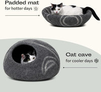 Cat Cave, New Zealand Wool Bed for Indoor Cats - Dark Gray / Medium - image 4
