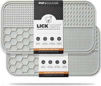 Dog Lick Mat for Dogs, Feeding Pad for Anxious Pets Plus 4 Different Puzzles for Mental Stimulation - 2 Pack / Grey